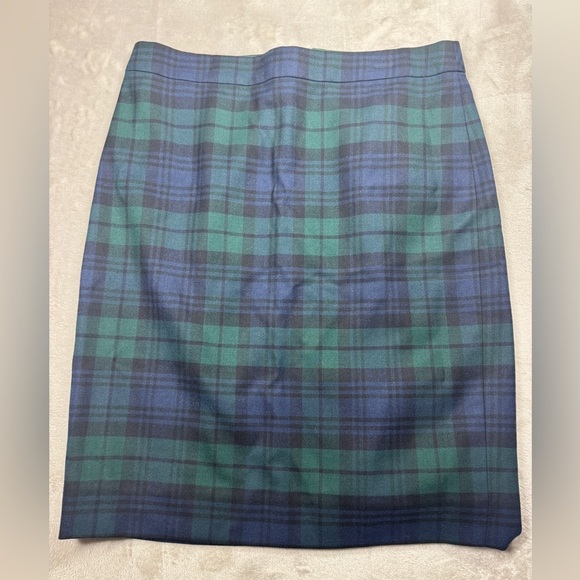 J.Crew Factory Wool Blend The Pencil Skirt Blue Black Green Tartan Plaid Size 6 - Picture 13 of 13